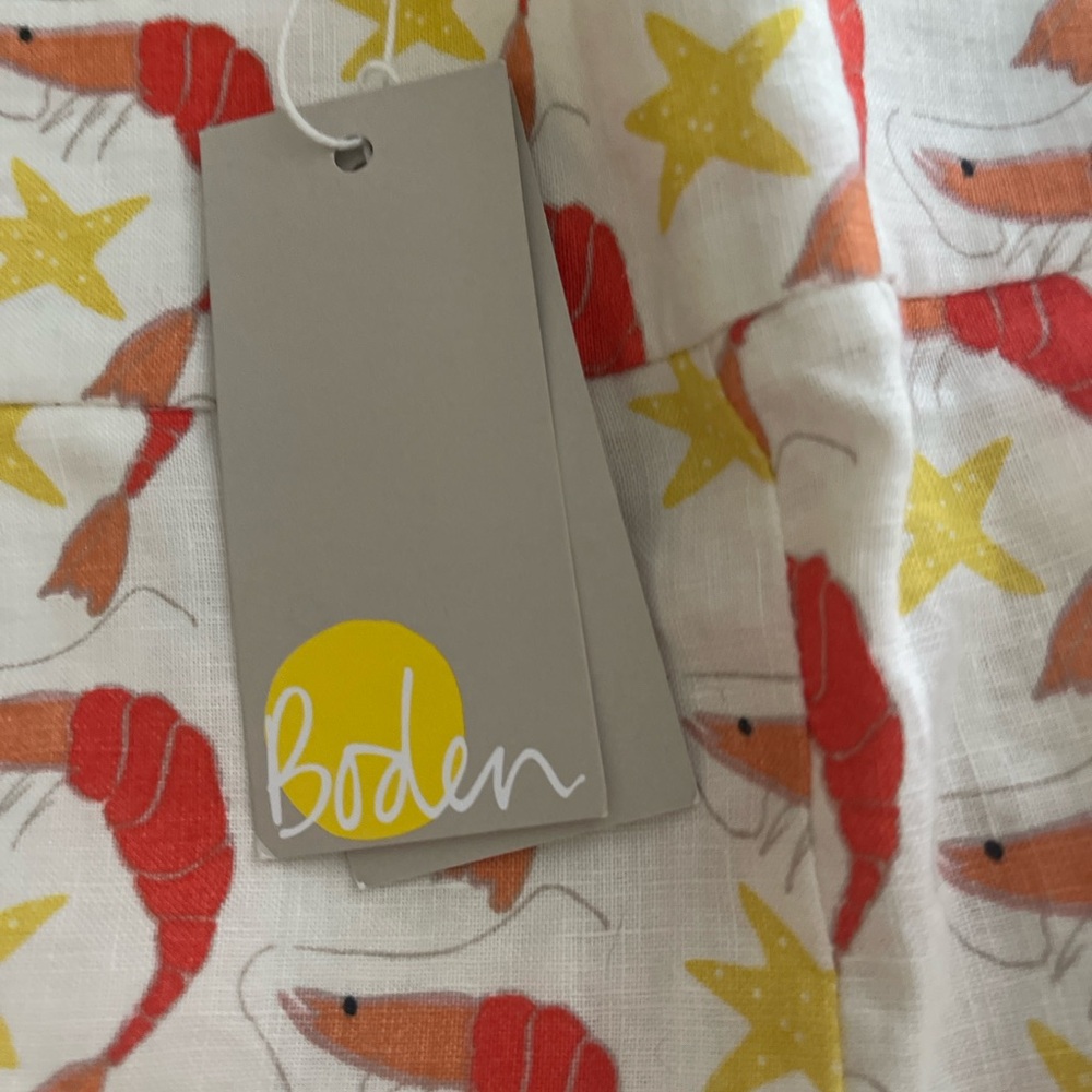 Boden Linen Shrimp and Starfish Print Shorts. Size 4 NWT - Picture 2 of 8
